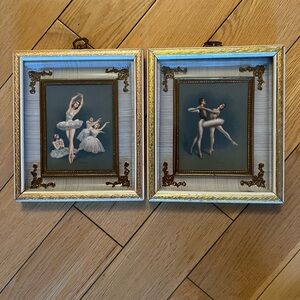 Vintage 2 Wall Decor Dancing Ballerinas Shadow Box